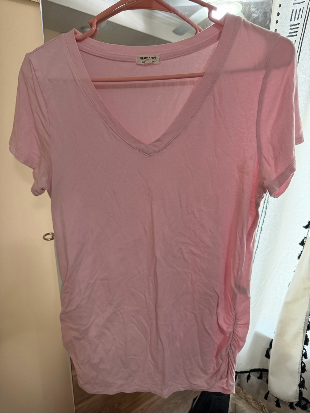 Light Pink V-Neck Women's Maternity Top